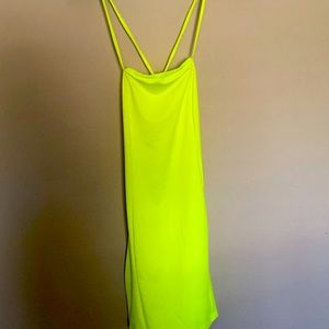 Neon yellow mini dress for cocktail or night out